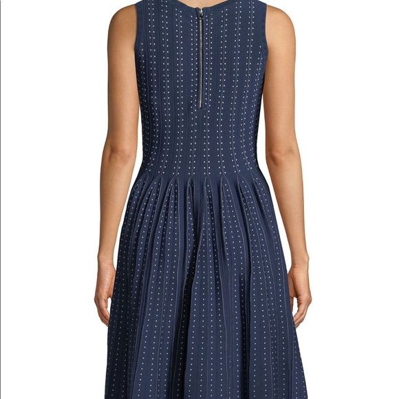 Milly Sleeveless Dot Dress w/ Pleated Skirt L NWT - Picture 4 of 8